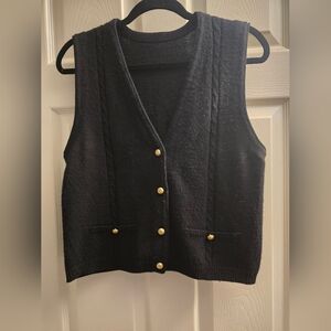 Sag Harbor black knitted v-neck vest, size small